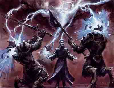 An Asha'man calls down lightning on his trolloc prey...